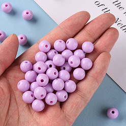 Violet Opaque Acrylic Beads, Round, Violet, 10x9mm, Hole: 2mm, about 940pcs/500g
