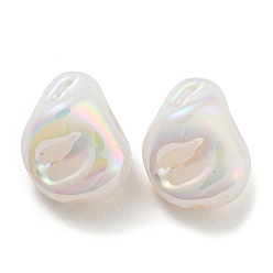 White ABS Plastic Imitation Pearl Bead, Iridescence, Nuggets, White, 16.5x13x10mm, Hole: 1.8mm