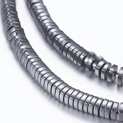 Non-magnetic Hematite Non-magnetic Synthetic Hematite Beads Strands, Square Heishi Beads, 3x3x1mm, Hole: 0.5mm, about 400pcs/strand, 15.9 inch(40.5cm)