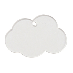 Cloud Прозрачные акриловые заготовки подвески, облако, 33x49.5x1.5 мм, отверстие : 3 мм