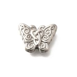 Нержавеющая Сталь Цвет Антикоррозийные 304 шарики из нержавеющей стали, бабочка, цвет нержавеющей стали, 10.5x13.5x4.5 мм, отверстие : 2 мм