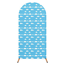 Deep Sky Blue Cloud Pattern Polyester Wedding Arch Cover, for Wedding Background Cover Cloth, Deep Sky Blue, 2000~2200x1110~1200x1.6mm