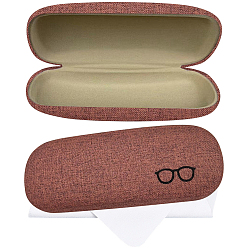 Кокосово-Коричневый 1Овальные полиэстеровые чехлы для очков, с тканью для чистки очков из замшевого волокна 1pc, кокосового коричневый, 165x62x38 мм