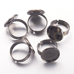 Черный Цвет Металла Компоненты регулируется латунные кольца, без кадмия, без никеля и без свинца, металлический черный , лоток : 16 мм, 17 мм