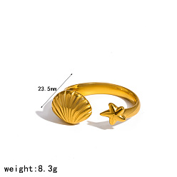 Shell Shape 304 Edelstahlmanschetten mit offenen Ringen, golden, Schalenform, us Größe 14 (23 mm)