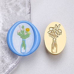 Vase Золотая восковая печать, латунная головка штампа, для сургучной печати, ваза, 30x20x14.5 мм, отверстие : 7 мм