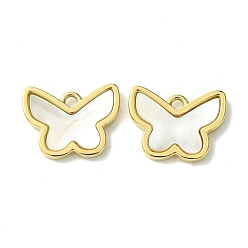 Настоящее золото 14K Ионное покрытие (IP) 304 подвески в виде ракушек из нержавеющей стали, бабочки прелести, реальный 14 k позолоченный, 12x16x2 мм, отверстие : 1.8 мм