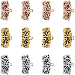 Mixed Color Alloy Tube Bails, Loop Bails, Curved Tube Filigree Bail Beads, Mixed Color, 13x24x8mm, Hole: 2mm, Inner Diameter: 5.5mm, 30pcs/box
