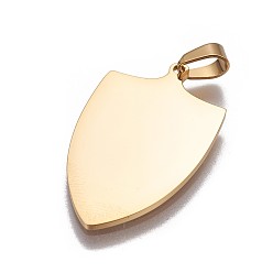 Золотой Ионное покрытие (ip) 304 подвески из нержавеющей стали, щит, золотые, 30x17.5x1 мм, отверстие : 3x5 мм