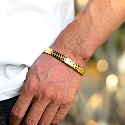 Золотой 201 простые браслеты из нержавеющей стали, Шарнирные браслеты для мужчин и женщин, сетка, золотые, внутренний диаметр: 2-1/2 дюйм (6.5 см)