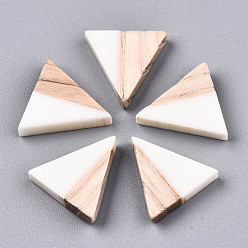 Cornsilk Opaque Resin & Wood Cabochons, Triangle, Cornsilk, 15x14.5x3mm