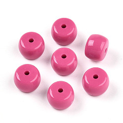 Ярко-Розовый Непрозрачные акриловые бусины, колонка, ярко-розовый, 7.1x9.9 мм, отверстие : 1.8 мм, Около 943 шт / 500 г