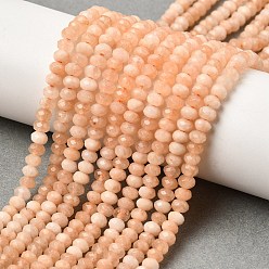 Темно-Оранжевый Окрашенная натуральная малайзия жадеит бусины пряди, граненые, темно-оранжевый, 4x2~3 мм, отверстие : 1 мм, около 110~115 шт / нитка, 14 дюйм