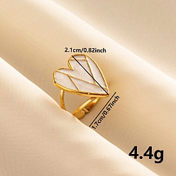 Золотой Открытое кольцо-манжета из нержавеющей стали с сердцем для женщин, золотые, 21 мм, регулируемый