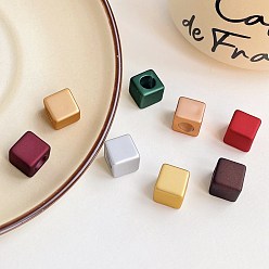 Mixed Color Opaque Acrylic European Beads, Large Hole Beads, Cube, Mixed Color, 12x12x12mm, Hole: 6.9mm