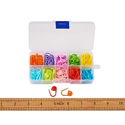 Mixed Color Plastic Knittings, Crochet Locking Stitch Markers Holder, Mixed Color, 22x11x3mm, about 120pcs/box