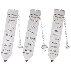 Нержавеющая Сталь Цвет 3шт. 3 стилей закладок из нержавеющей стали, Форма ручки с мотивирующими словами, цвет нержавеющей стали, 11~21x12~16 мм, 1 шт / стиль