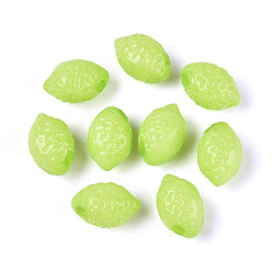 Зелено-Желтый Непрозрачные акриловые бусины, лимон, Топ пробуренной, зеленый желтый, 13.5x9.5x9 мм, отверстие : 1.8 мм