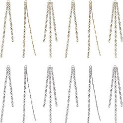 Platinum & Golden 36Pcs 6 Style Brass Rhinestone Cup Chains Tassel Big Pendants, Crystal, Platinum & Golden, 6pcs/style