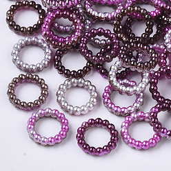 Dark Red ABS Plastic Imitation Pearl Linking Rings, Rainbow Gradient Mermaid Pearl, Round Ring, Dark Red, 10x3mm, Inner Diameter: 6mm, about 1000pcs/bag