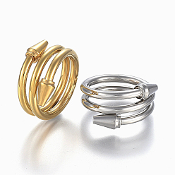 Gemischte Farbe 304 Edelstahl Breitbandfingerringe, Größe 6~9, Gemischte Farbe, 16~19 mm