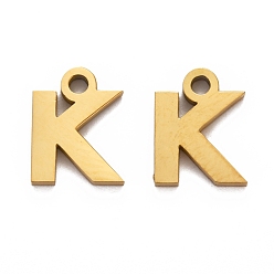 Letter K Ионное покрытие (ip) 304 подвески из нержавеющей стали, матовый стиль, греческий алфавит, золотые, letter.k, 9.5x7x1.5 мм, отверстие : 1.5 мм
