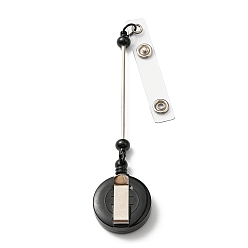 Черный Катушки для бейджей из железа и пластика, выдвижные держатели бейджей, плоско-круглые, чёрные, 200x32x14.5 мм