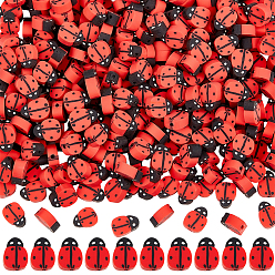 Red 300Pcs Handmade Polymer Clay Bead, Ladybug, Red, 8~12x7.5~10x4~5mm, Hole: 1.5~2mm