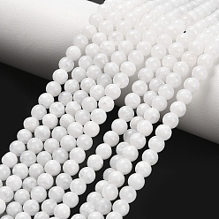 Белый Бусины из натурального белого нефрита, окрашенная и подогревом, круглые, белые, 4 мм, отверстие : 0.8 мм, 15 дюйм ~ 16 дюйм
