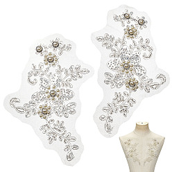 Кристалл 1 пара полиэфирных цветочных украшений, с литой отделкой из горного хрусталя и бусинами из искусственного жемчуга ABS, кристалл, 220x145x9.5 мм