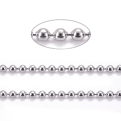 Нержавеющая Сталь Цвет 304 из нержавеющей стальной шарик цепочки, с катушкой, пайки, цвет нержавеющей стали, 1.5 мм, около 32.8 футов (10 м) / рулон