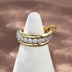 Платиновый & Золотой Латунные микро проложить пальцев кольца кубического циркония, штабелируемые кольца, платиной и золотом, размер США 7 3/4 (17.9 мм) ~ размер США 10 (19.8 мм)