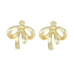 Golden Alloy Pendants, Bowknot Charms, Rack Plating, Cadmium Free & Lead Free, Golden, 20.5x17x5mm, Hole: 1.4mm