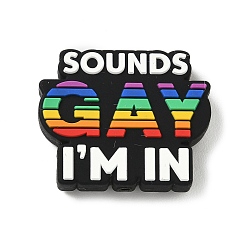 Слово Силиконовые бусины, фокусные бусы, красочный, слово, 23.5x29x7.5 мм, отверстие : 2.2 мм