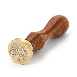 Word Brass Retro Wax Sealing Stamp, with Wooden Handle for Post Decoration DIY Card Making, Just Smile, Word, 90x25.5mm