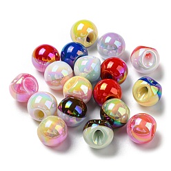 Mixed Color UV Plating Rainbow Iridescent Opaque Acrylic Beads, Two Tone, Round, Mixed Color, 16x16mm, Hole: 3mm
