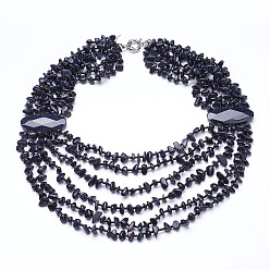 Goldstone Synthetic Blue Goldstone Multi-strand Necklaces, with Brass Spring Ring Clasps, 19.2 inch~20.8 inch