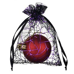Spider Прямоугольные сумки из органзы на шнурке, пакеты для хранения конфет горячего тиснения, подарочный пакет на Хэллоуин, паук, 14x10 см