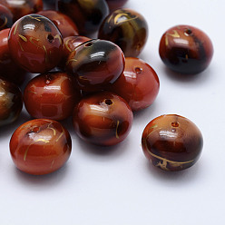 Coconut Brown Drawbench Acrylic Beads, Spray Painted, Drum, Coconut Brown, 14x11mm, Hole: 1.5mm, about 380pcs/500g
