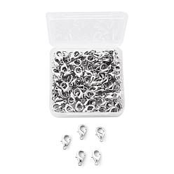 Платина Карабин-лобстер из цинкового сплава, платина, 12x6 мм, отверстие : 1.2 мм, 100 шт / коробка