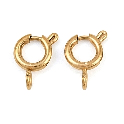 Настоящее золото 18K 304 пружинные кольца из нержавеющей стали, ионное покрытие (ip), реальный 18 k позолоченный, 10x6.5x1.5 мм, отверстие : 2.2 мм