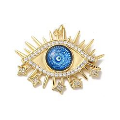 Озёрно--синий Стойки обшивки латунь кубического циркония подвески, со стеклом, без кадмия и без свинца, долговечный, злые глаза, с целью перехода в кольце, Плут синий, 32x42x5.5 мм, отверстие : 3.5 мм