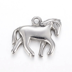 Edelstahl Farbe Anlaufgeschützt 304 Charms aus Edelstahl, Pferd, Edelstahl Farbe, 13x15x2 mm, Bohrung: 1.5 mm