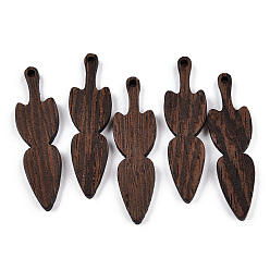 Coconut Brown Natural Wenge Wood Pendants, Undyed, Umbrella Charms, Coconut Brown, 44.5x12.5x3.5mm, Hole: 2mm