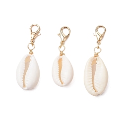 Золотой Подвеска из натуральной ракушки, Сплав с застежками когтя омара, золотые, 38.5~41 мм