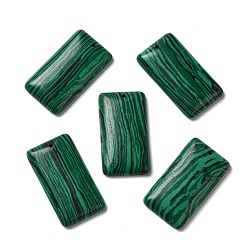 Malachite Synthetic Malachite Pendants, Rectangle Charms, 45.5x24.5x6.5mm, Hole: 1.8mm