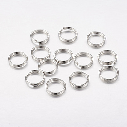 Platinum Iron Split Rings, Double Loops Jump Rings, Cadmium Free & Lead Free, Platinum, 8x1.4mm, about 6.6mm inner diameter, about 7000pcs/1000g
