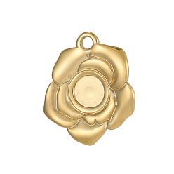 Настоящее золото 18K 304 Подвеска кабошон из нержавеющей стали, цветок, ионное покрытие (ip), реальный 18 k позолоченный, 22x18 мм, отверстие : 2 мм, Размер лотка: 7 мм