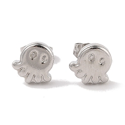 Нержавеющая Сталь Цвет Не тускнеющие 304 серьги-гвоздики из нержавеющей стали в виде осьминога для женщин, цвет нержавеющей стали, 9x8.5 мм