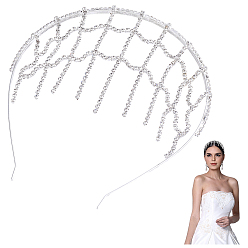 Серебро 1шт. повязки для волос со стразами и кисточками для женщин, серебряные, 125 мм, внутренний диаметр: 145 мм